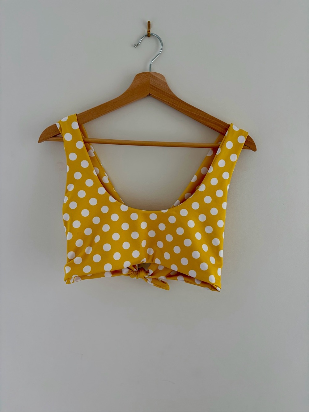 Polka Dot Tie-Front Bikini Top - Yellow, L - Picture 3 of 4